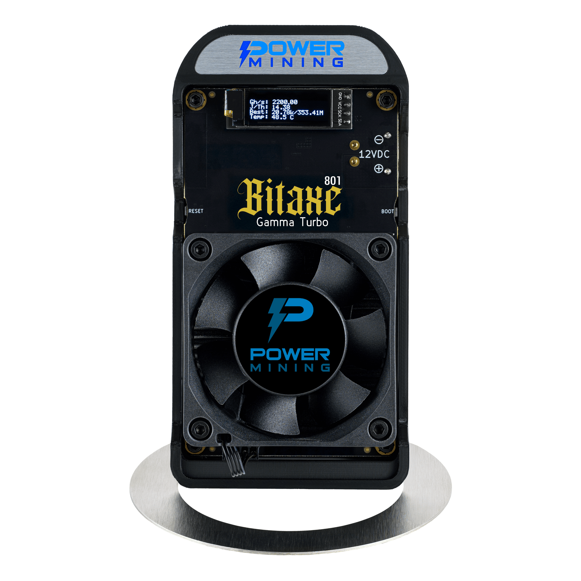 Bitaxe Gamma Turbo GT 801 — vue de face, double ASIC BM1370