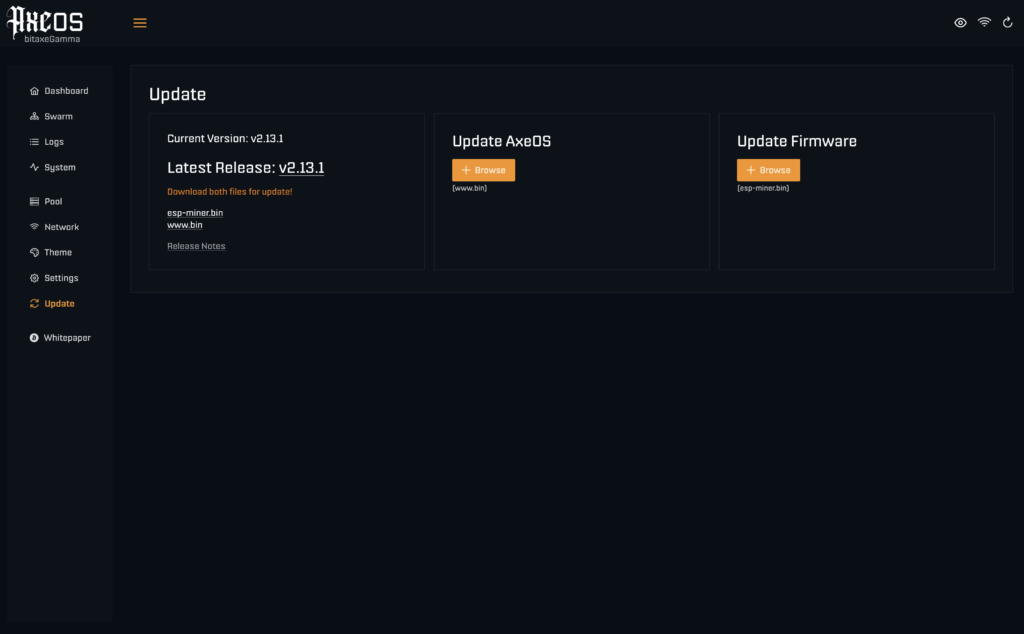 AxeOS Update