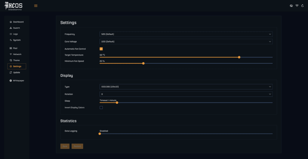 AxeOS Settings